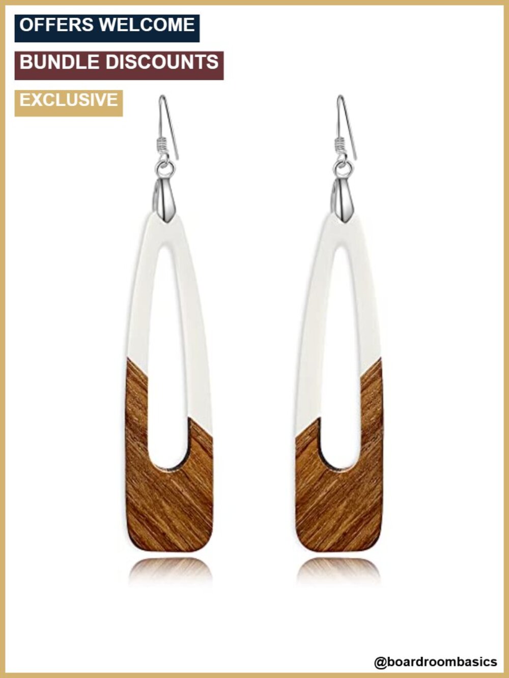 Wood Resin Dangle Earrings Lightweight Geometric Drop Statement Jewelry